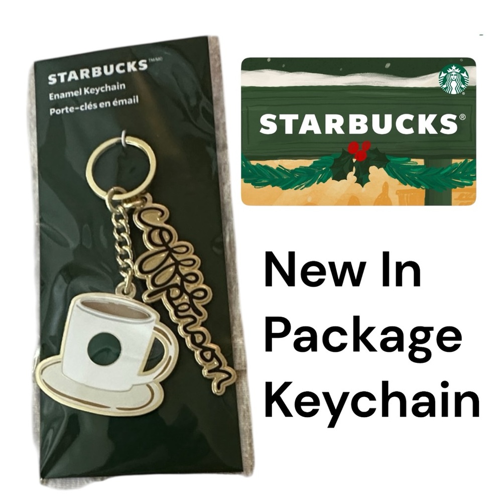 Starbucks NIP Green and White Coffee Cup Keychain